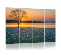 8 Pack Acoustic Foam Panels Sound Proofing Panels Texas Bluebonnet field blooming spring by lake sunset Acoustic Wall Panel Soundproofing for Livingroom Nursery Room 48"x32" Home Decor