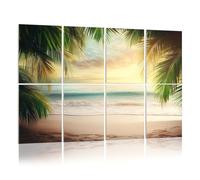 8 Pack Acoustic Foam Panels Sound Proofing Panels Tropical Beach Palm Trees Ocean Geometric Shapes Stylized Acoustic Wall Panel Soundproofing for Livingroom Nursery Room 48"x32" Home Decor