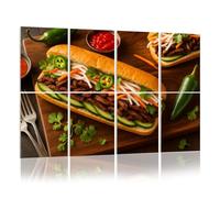 8 Pack Acoustic Foam Panels Sound Proofing Panels Vietnamese Pork Banh Mi Sandwich Acoustic Wall Panel Soundproofing for Livingroom Nursery Room 48"x32" Home Decor