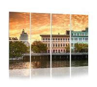 8 Pack Acoustic Foam Panels Sound Proofing Panels waterfront skyline scenic view savannah georgia seaport Acoustic Wall Panel Soundproofing for Livingroom Nursery Room 48"x32" Home Decor