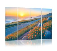 8 Pack Acoustic Foam Panels Sound Proofing Panels wild flowers California coastline Big Sur sunset Acoustic Wall Panel Soundproofing for Livingroom Nursery Room 48"x32" Home Decor