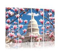 8 Pack Acoustic Foam Panels Sound Proofing United States Capitol Building Magnolia Blossoms Acoustic Wall Panel Soundproofing for Livingroom Nursery Room 120x80cm Home Decor