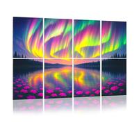 8 Pack Acoustic Foam Panels Sound Proofing Vibrant Northern Lights Calm Waters Floral Reflections Acoustic Wall Panel Soundproofing for Livingroom Nursery Room 48"x32" Home Decor