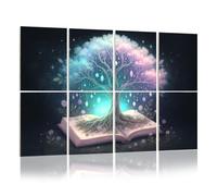 8 Pack Acoustic Foam Panels Sound Proofing Whimsical Tree Growing from an Open Book Glowing Orbs Soft Acoustic Wall Panel Soundproofing for Livingroom Nursery Room 48"x32" Home Decor
