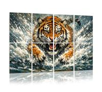 8 Pack Acoustic Panels Sound Proofing Ferocious Tiger Charging Water Splash Dynamic Wildlife Bold Acoustic Wall Panel Soundproofing for Livingroom Nursery Room 120x80cm Home Decor