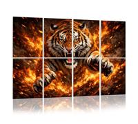 8 Pack Acoustic Panels Sound Proofing Fierce Tiger Roaring Fiery Explosion Acoustic Wall Panel Soundproofing for Livingroom Nursery Room 120x80cm Home Decor
