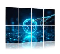 8 Pack Acoustic Panels Sound Proofing Hand touching global networking data connection Science Big data Acoustic Wall Panel Soundproofing for Livingroom Nursery Room 120x80cm Home Decor
