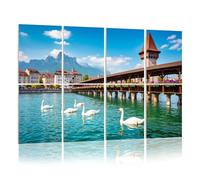 8 Pack Acoustic Panels Sound Proofing Historic town Lucerne famous Chapel Bridge Switzerland Acoustic Wall Panel Soundproofing for Livingroom Nursery Room 120x80cm Home Decor