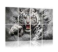 8 Pack Acoustic Panels Sound Proofing Majestic White Tiger Dynamic Motion Fierce Expression Acoustic Wall Panel Soundproofing for Livingroom Nursery Room 120x80cm Home Decor