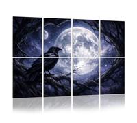 8 Pack Acoustic Panels Sound Proofing Raven Silhouette Twisted Tree Branch Under Full Moon Mystical Night Acoustic Wall Panel Soundproofing for Livingroom Nursery Room 120x80cm Home Decor