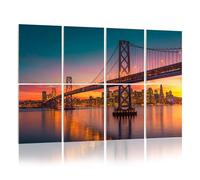 8 Pack Acoustic Panels Sound Proofing San Francisco skyline Bay Bridge sunset California Acoustic Wall Panel Soundproofing for Livingroom Nursery Room 120x80cm Home Decor