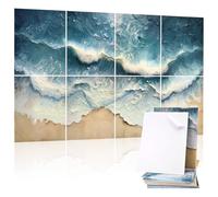 8 Pack Acoustic Panels, Soundproof Wall Panels, 48X32 Inches Sound Proof Panels for Walls, Sound Absorbing Wall Art Decorative, Sound Dampening Panels for Recording, Home Studio(Ocean Ode)