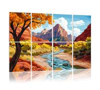 8 Pack Acoustic Wall Panels Sound Absorbing Wall Art acoustic foam beautiful Zion national park sunny day utah 48"x32" Sound Proofing Panels for walls Decorative Noise Dampening
