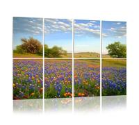 8 Pack Acoustic Wall Panels Sound Absorbing Wall Art acoustic foam Bluebonnets Texas Hill Country 48"x32" Sound Proofing Panels for walls Decorative Noise Dampening