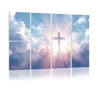 8 Pack Acoustic Wall Panels Sound Absorbing Wall Art acoustic foam Christian cross appears bright sky 48"x32" Sound Proofing Panels for walls Decorative Noise Dampening