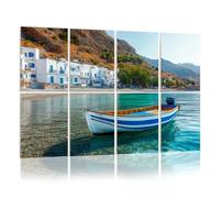 8 Pack Acoustic Wall Panels Sound Absorbing Wall Art acoustic foam Fishing boat scenic village Loutro Crete Greece 48"x32" Sound Proofing Panels for walls Decorative Noise Dampening
