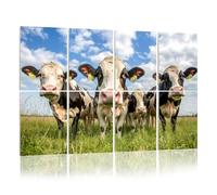 8 Pack Acoustic Wall Panels Sound Absorbing Wall Art acoustic foam Group cows together gathering field happy joyful blue cloudy 48"x32" Sound Proofing Panels for walls Decorative Noise Dampening