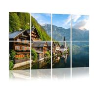 8 Pack Acoustic Wall Panels Sound Absorbing Wall Art acoustic foam Hallstatt Village Hallstatter See lake Austria 48"x32" Sound Proofing Panels for walls Decorative Noise Dampening