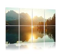 8 Pack Acoustic Wall Panels Sound Absorbing Wall Art acoustic foam Impressive summer sunrise Eibsee lake Zugspitze mountain 48"x32" Sound Proofing Panels for walls Decorative Noise Dampening