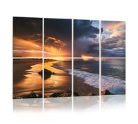 8 Pack Acoustic Wall Panels Sound Absorbing Wall Art acoustic foam Incredible beach sunset storm beneath dark dramatic clouds 48"x32" Sound Proofing Panels for walls Decorative Noise Dampening