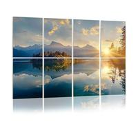 8 Pack Acoustic Wall Panels Sound Absorbing Wall Art acoustic foam Misty summer morning Eibsee lake German Alps 48"x32" Sound Proofing Panels for walls Decorative Noise Dampening
