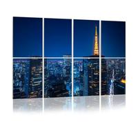 8 Pack Acoustic Wall Panels Sound Absorbing Wall Art acoustic foam Night urban skyline Tokyo Tower 48"x32" Sound Proofing Panels for walls Decorative Noise Dampening