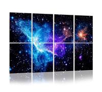 8 Pack Acoustic Wall Panels Sound Absorbing Wall Art acoustic foam Outer space universe nebula stars star cluster blue purple 48"x32" Sound Proofing Panels for walls Decorative Noise Dampening
