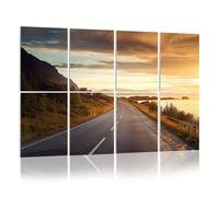 8 Pack Acoustic Wall Panels Sound Absorbing Wall Art acoustic foam road by sea sunrise time Lofoten island Norway 48"x32" Sound Proofing Panels for walls Decorative Noise Dampening