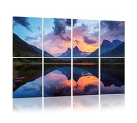 8 Pack Acoustic Wall Panels Sound Absorbing Wall Art acoustic foam Rocky Mountain Mule Deer Wading Lake Sunset 48"x32" Sound Proofing Panels for walls Decorative Noise Dampening