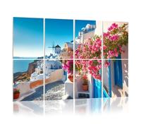 8 Pack Acoustic Wall Panels Sound Absorbing Wall Art acoustic foam Santorini Greece Picturesq view traditional cycladic 48"x32" Sound Proofing Panels for walls Decorative Noise Dampening