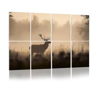 8 Pack Acoustic Wall Panels Sound Absorbing Wall Art acoustic foam Silhouette deer big antlers reed foggy morning 48"x32" Sound Proofing Panels for walls Decorative Noise Dampening