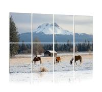 8 Pack Acoustic Wall Panels Sound Absorbing Wall Art acoustic foam Three Sisters Ranch Horses Livestock Cascade Mountains 48"x32" Sound Proofing Panels for walls Decorative Noise Dampening