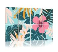 8 Pack Acoustic Wall Panels Sound Absorbing Wall Art acoustic foam Tropical flowers Mid Century Modern Art Future Abstract 48"x32" Sound Proofing Panels for walls Decorative Noise Dampening