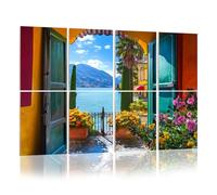 8 Pack Acoustic Wall Panels Sound Absorbing Wall Art acoustic foam View an open window shutters looking down colorful 48"x32" Sound Proofing Panels for walls Decorative Noise Dampening