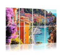 8 Pack Acoustic Wall Panels Sound Absorbing Wall Art acoustic foam Villefranche sur mer village France 48"x32" Sound Proofing Panels for walls Decorative Noise Dampening