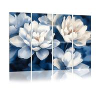 8 Pack Acoustic Wall Panels Sound Absorbing Wall Art acoustic foam watercolor painting abstract blue white flowers water lilies 48"x32" Sound Proofing Panels for walls Decorative Noise Dampening