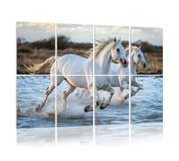 8 Pack Acoustic Wall Panels Sound Absorbing Wall Art acoustic foam White Camargue Horses galloping water 48"x32" Sound Proofing Panels for walls Decorative Noise Dampening