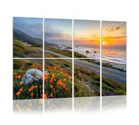 8 Pack Acoustic Wall Panels Sound Absorbing Wall Art acoustic foam wild flowers California coastline Big Sur sunset 48"x32" Sound Proofing Panels for walls Decorative Noise Dampening