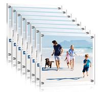 8 Pack Acrylic Floating Picture Frame Wall Mount Frameless Photo Frames Double Panel Clear Picture Frame for Office Home Photography Display (For 8 x 10 Inch Picture, Full Frame 9.2 x 11.4 Inch)