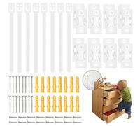 8 Pack Adjustable Anti-Tip Furniture Straps, Proofing Furniture Anchor Safety Kits, Falling Furniture Prevention Device, for Baby Proofing and Pet Protecting, Protect Toddler and Pet from Falling Furn