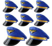 8 Pack Adult Pilot Hat Airplane Captain Hat Costume Accessories for Men Women Halloween Cosplay Party Supplies