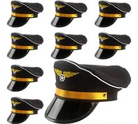 8 Pack Adult Pilot Hat Airplane Captain Hat Costume Accessories for Men Women Halloween Cosplay Party Supplies