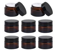 8 Pack Amber Glass Jar, Empty Cosmetic Containers 30g, Brown Storage Jars with Airtight Lids for Cream Lotion Make Up Travel Refillable (30ml)