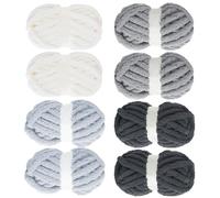 8 Pack Assorted Chunky Yarn for Crocheting, Fluffy Jumbo Chenille Yarn, Soft Plush Yarn Bulky, Giant Thick Fuzzy Yarn for Hand or Arm Knitting, Cream & Khaki&Sage&Grey (Cream & Multi Grey)