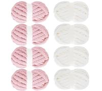 8 Pack Assorted Chunky Yarn for Crocheting, Fluffy Jumbo Chenille Yarn, Soft Plush Yarn Bulky, Giant Thick Fuzzy Yarn for Hand or Arm Knitting, Cream & Khaki&Sage&Grey (Cream & Pink)