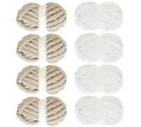8 Pack Assorted Chunky Yarn for Crocheting, Fluffy Jumbo Chenille Yarn, Soft Plush Yarn Bulky, Giant Thick Fuzzy Yarn for Hand or Arm Knitting, Cream & Khaki&Sage&Grey (White/Khaki)