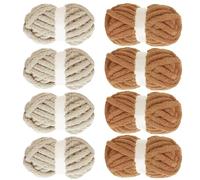 8 Pack Assorted Chunky Yarn for Crocheting, Fluffy Jumbo Chenille Yarn, Soft Plush Yarn Bulky, Giant Thick Fuzzy Yarn for Hand or Arm Knitting, Cream & Khaki&Sage&Grey (Khaki & Coffee)