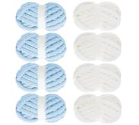 8 Pack Assorted Chunky Yarn for Crocheting, Fluffy Jumbo Chenille Yarn, Soft Plush Yarn Bulky, Giant Thick Fuzzy Yarn for Hand or Arm Knitting, Cream & Khaki&Sage&Grey (Cream & Sky Blue)