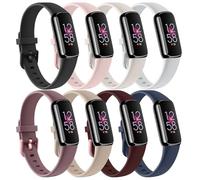 8 Pack Bands Compatible with Fitbit Luxe Bands for Women Men, Soft Silicone Wristband Replacement Strap for Fitbit Luxe Fitness and Wellness Tracker (8 Pack B, Small)
