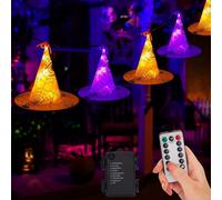 8-Pack Battery Operated Witch Hat Lights: 56 Led Orange & Purple Hanging Decor With Remote For Indoor/outdoor Halloween